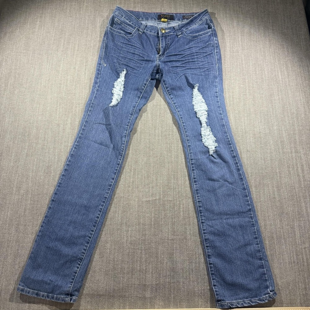 Rocawear Jeans Women's  9 Blue Medium Wash Distressed Simone Straight Leg